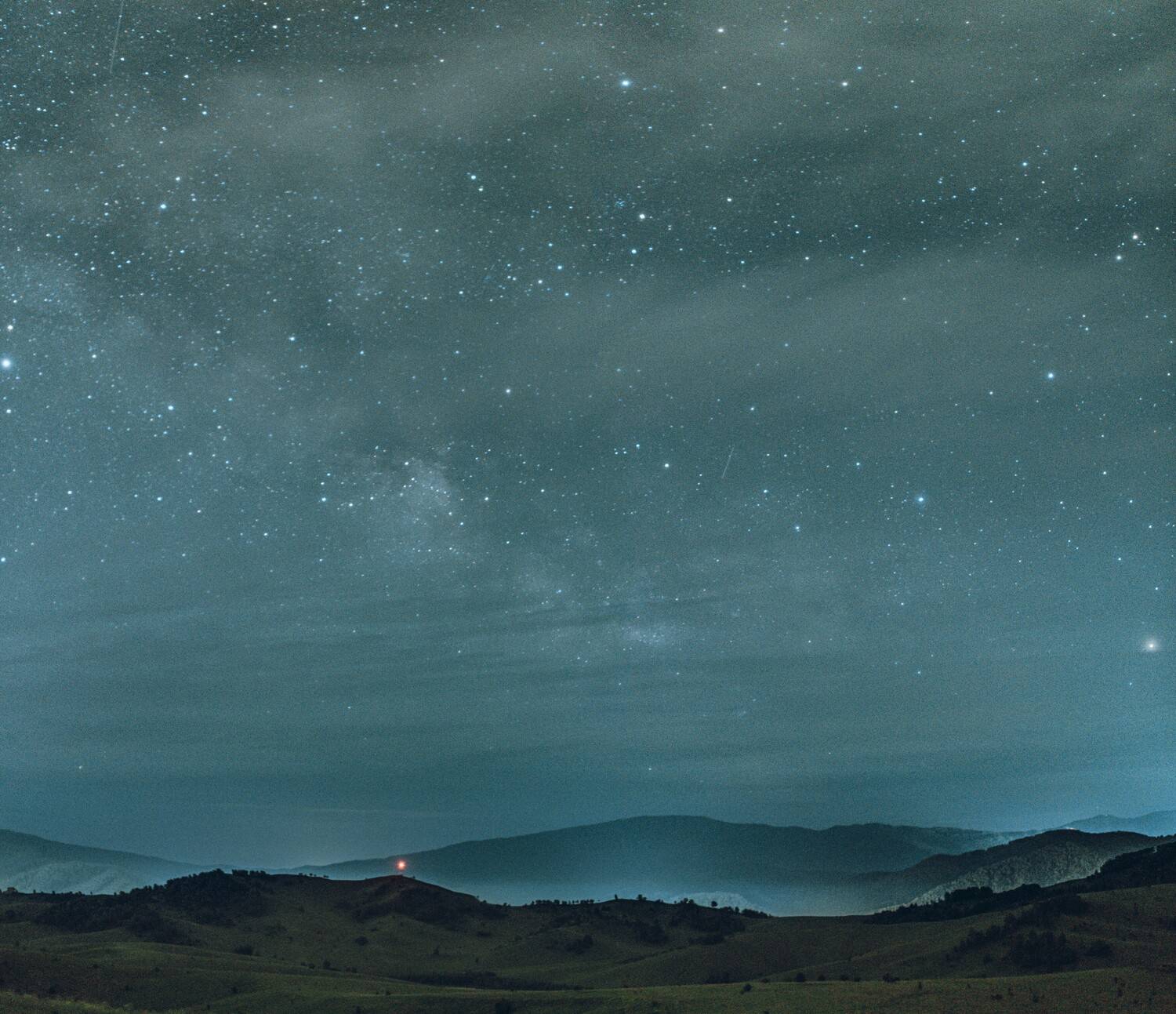 Горы, ночное небо, звезды, млечный путь, лес, Алтай, Denis Koshkin