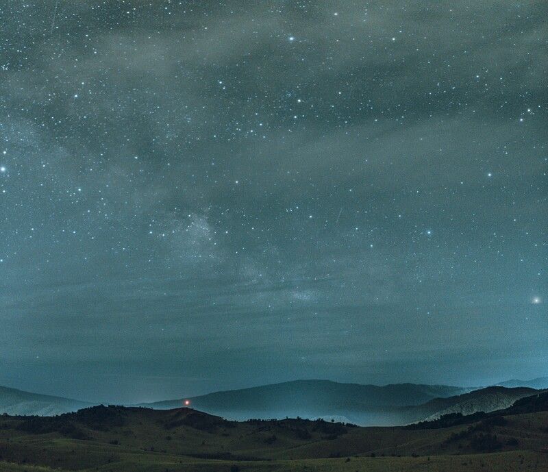 Горы, ночное небо, звезды, млечный путь, лес, Алтай Горный Алтай фото превью