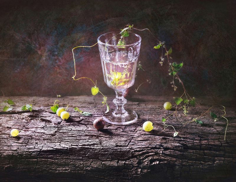 натюрморт, лето, сад, крыжовник, плоды Древесно-ореховый с крыжовником  фото превью