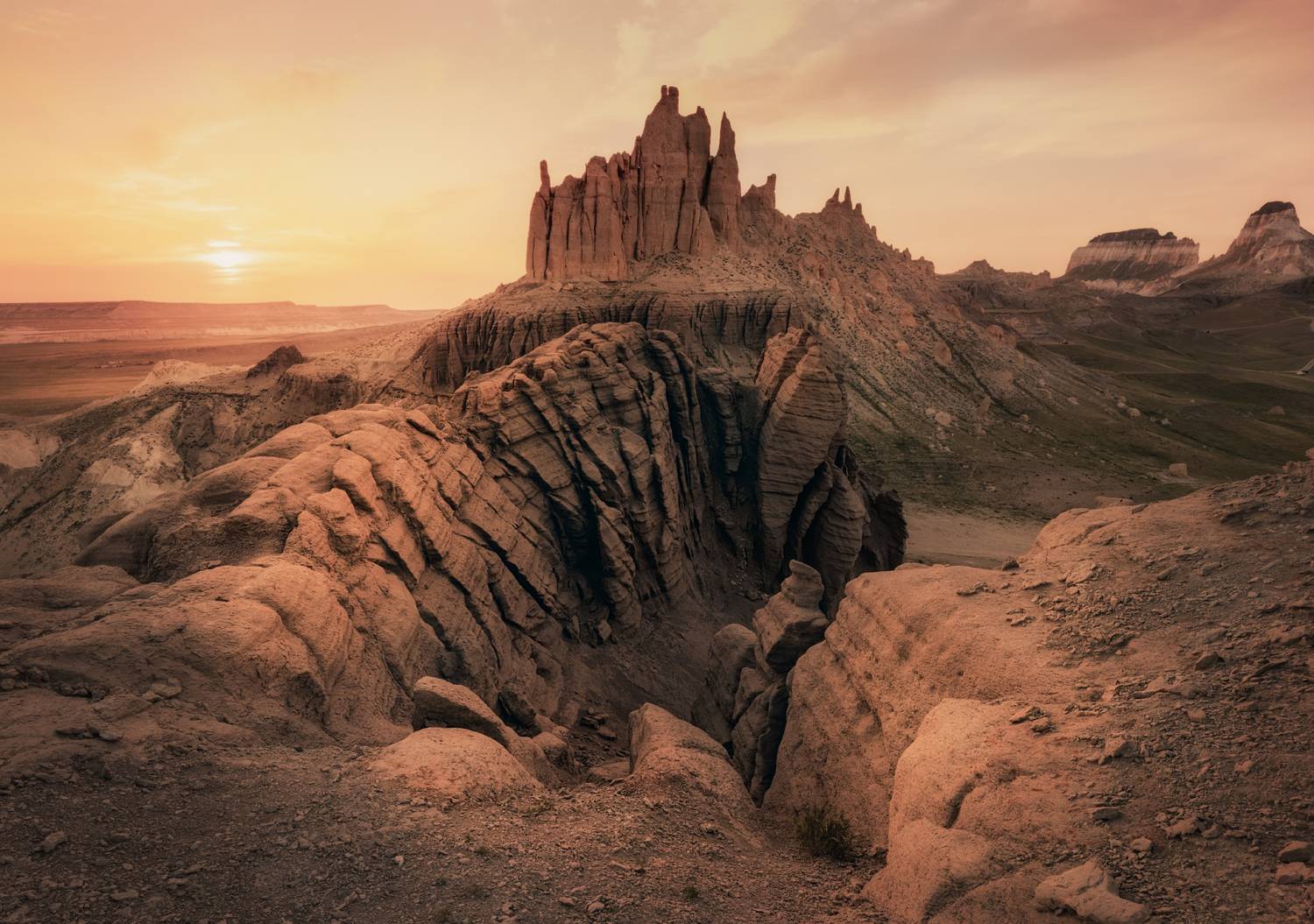 Казахстан Мангистау Мангышлак долина_замков_Айракты Айракты-Шомонай рассвет утро, Шишкин Дмитрий