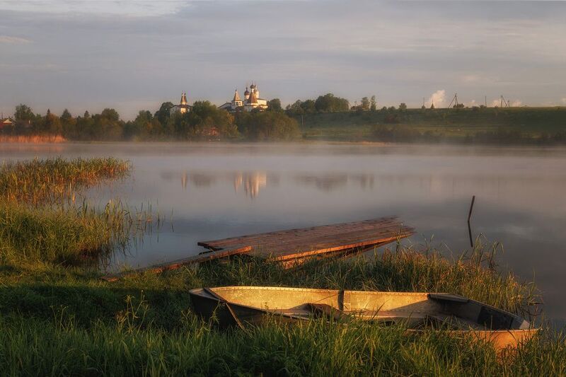 ферапонтово, утро, пейзаж, лодочка, монастырь. туман Ферапонтово фото превью