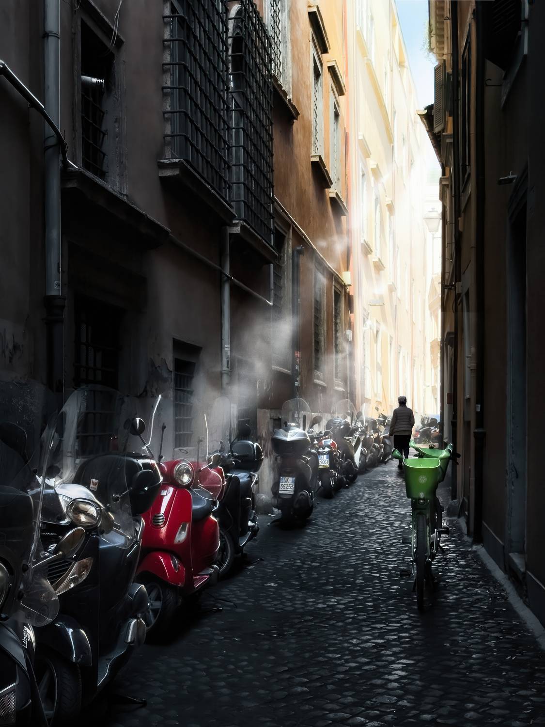 #White #Alley #Road #Monochrome photography #Street #Automotive Tire #Automotive lighting #Black #Monochrome #Scooter, Shpek Andrey