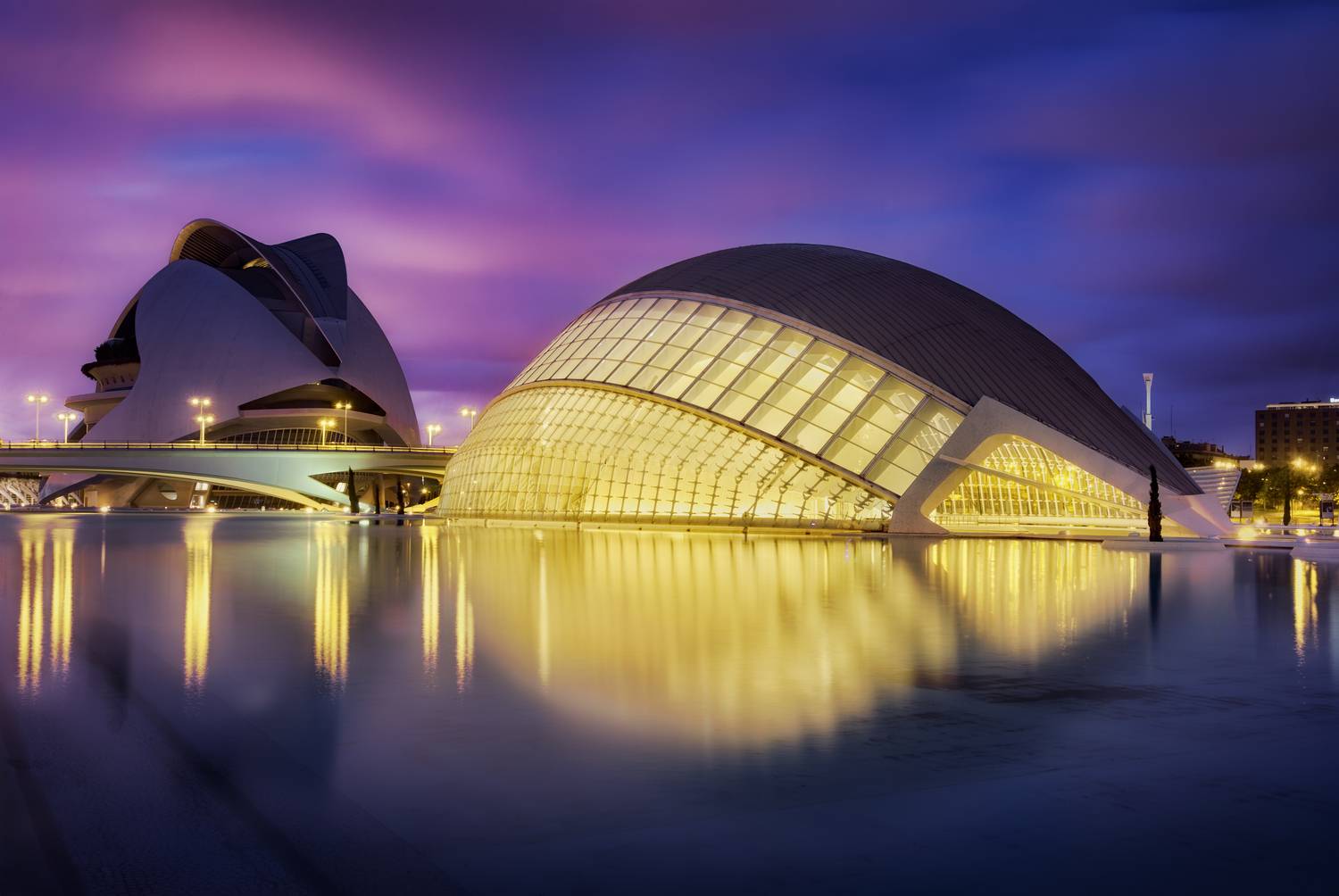 испания, валенсия, рассвет, закат, архитектура, город, город искусств и наук, отражение, spain, espana, valencia, city of arts and sciences, dusk, dawn, city, Эрнест Вахеди