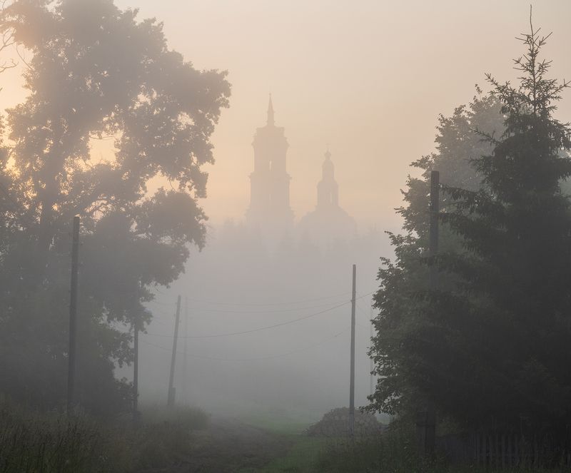 Село Белая. Утро. Туман фото превью