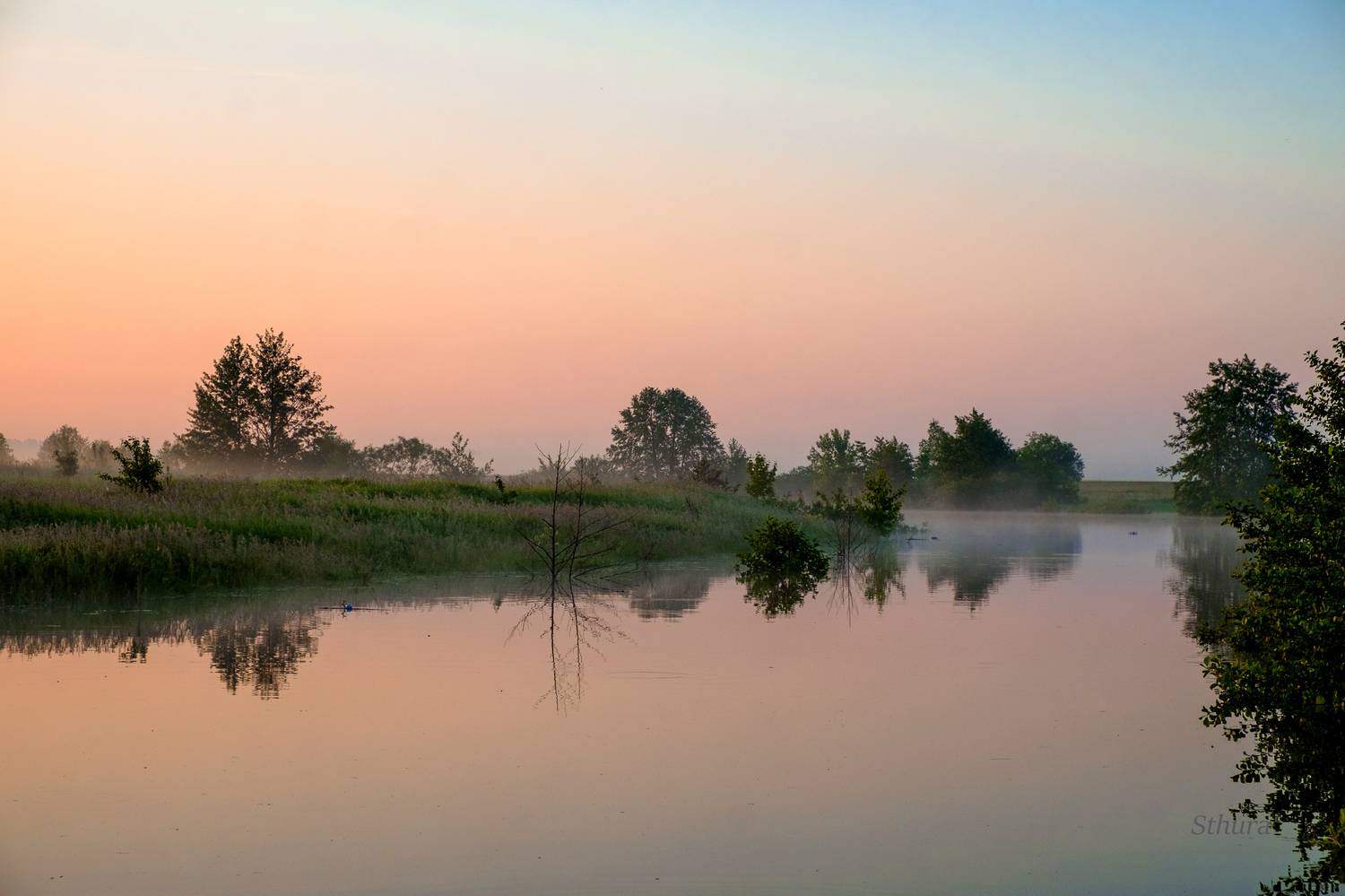 озеро утро лето природа пейзаж, Александр Строков