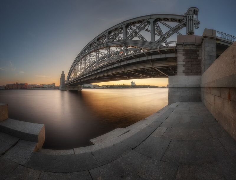 петербург, нева, город, мост, закат *** фото превью