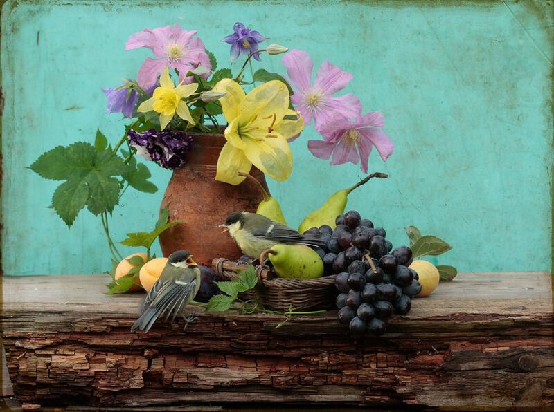 Натюрморт с синичатами фото превью
