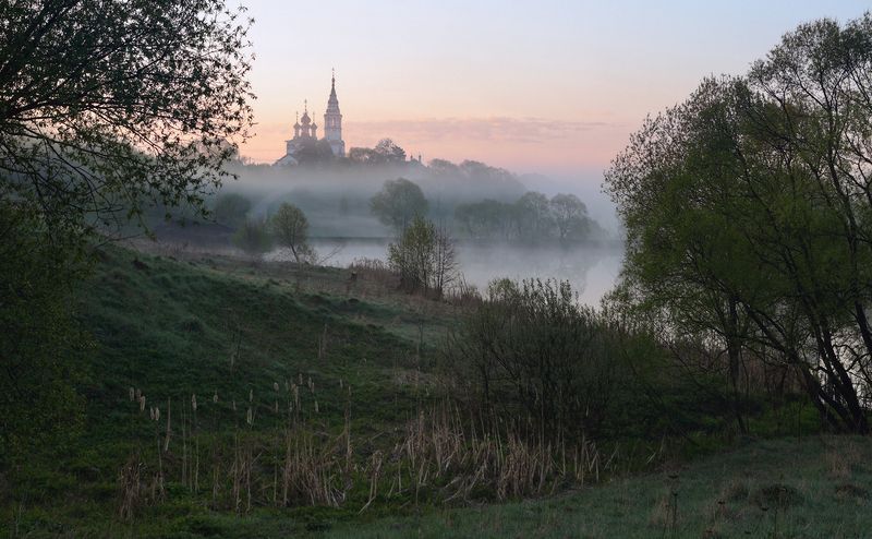 село, храм, валищево, утро, туман Утренний этюд фото превью