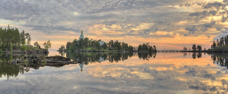 лето, утро, остров, скит  фото превью