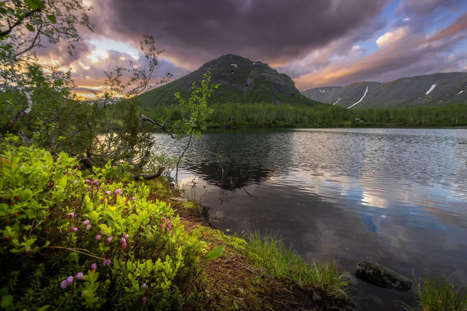 горы, озеро, закат, Вячеслав Мельников