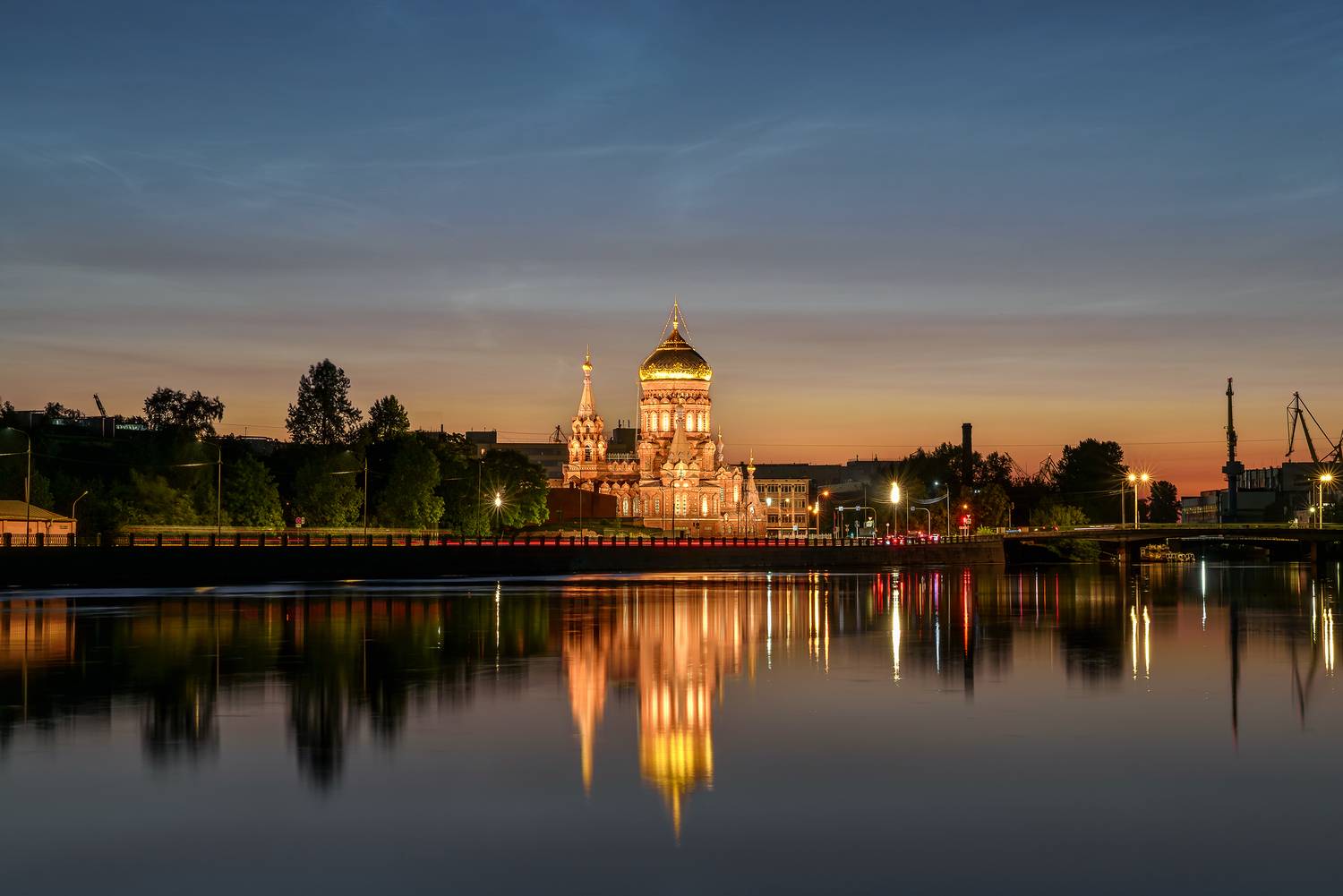 санкт-петербург, питер, город, ночной город, отражение, ночь, храм, серебристые облака, Zakharov Armen