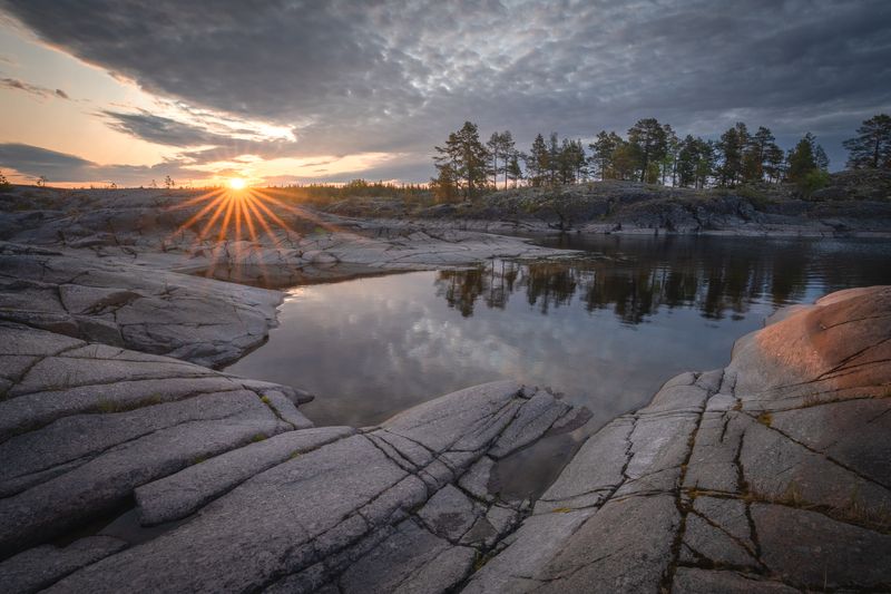ладожские шхеры, пейзаж, восход Ладожская рельефная фото превью