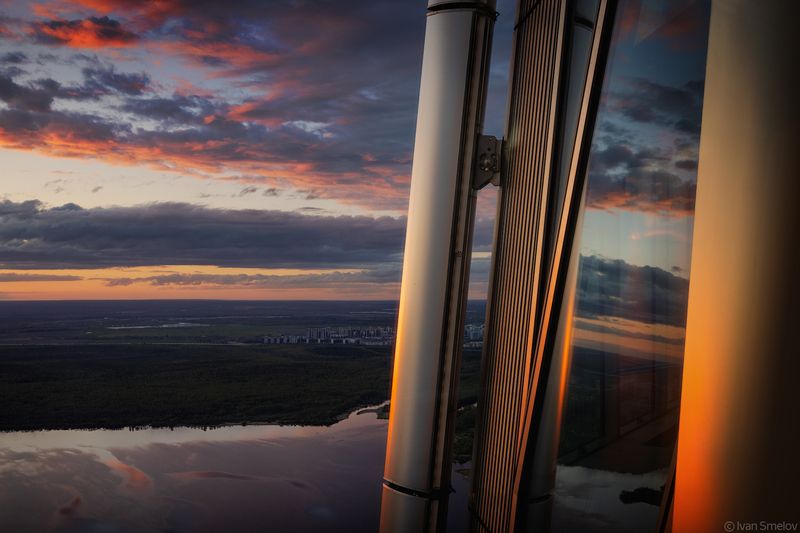 петербург, санкт-петербург, спб, архитектура, лахта, лахтацентр, лахта-центр Закат со смотровой площадки Лахта-центра фото превью