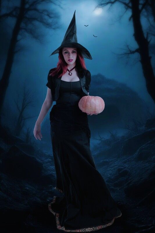 девушка, тыква, лес **** фото превью