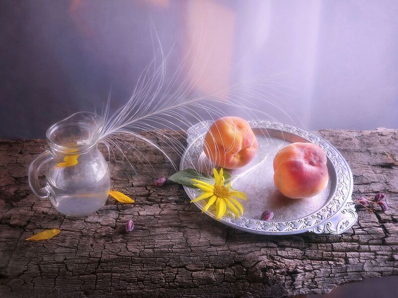 натюрморт, персики, лето, плоды, отпускное Сладкая парочка  фото превью