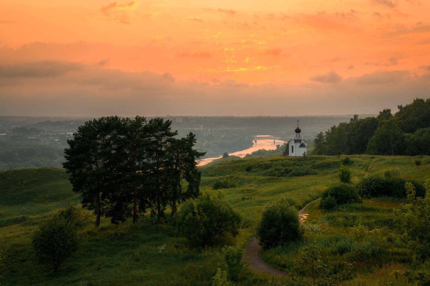 вечер, закат, храм, алексин, тульская область, россия, лето, православие, Ракичевич Томислав