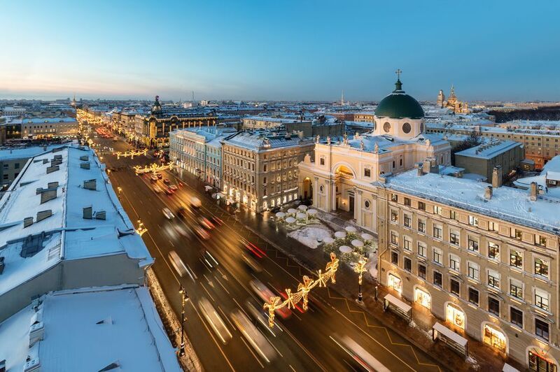 невский проспект, дом зингера, базилика святой екатерины Вид на Невский проспект с Думской башни фото превью