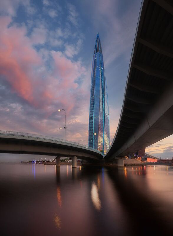 кукурузина, лахта, лахта центр, спб, питер, город, закат *** фото превью