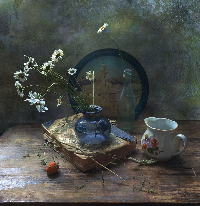 лето, ромашка, ваза, книга, поднос Летний полдень фото превью