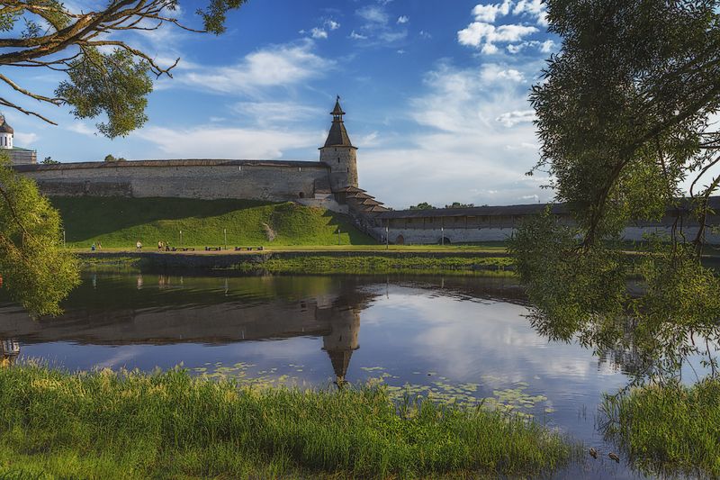 лето, небо, река, природа По берегу Псковы... фото превью