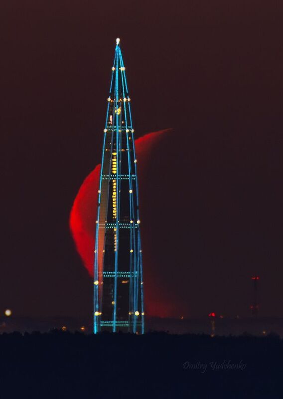 лахта, луна, лахта центр, санкт-петербург, серп, убывающая Серп и Лахта фото превью