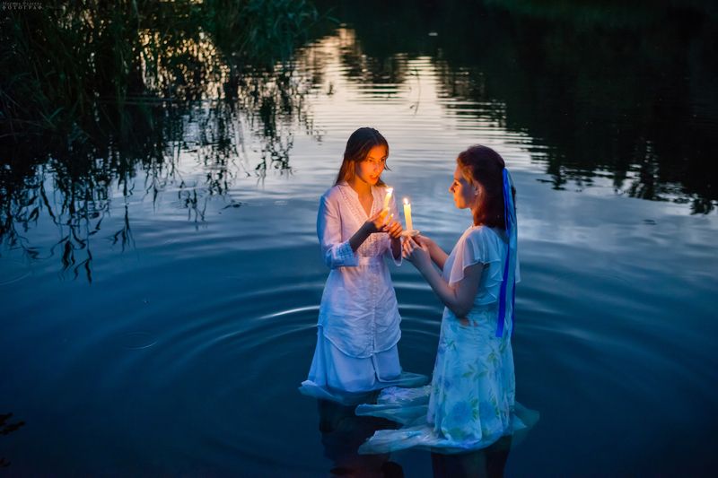 жанр, праздник, лето, иван купала, девушки, река, ночь, свечи Ночь на Ивана Купалу фото превью