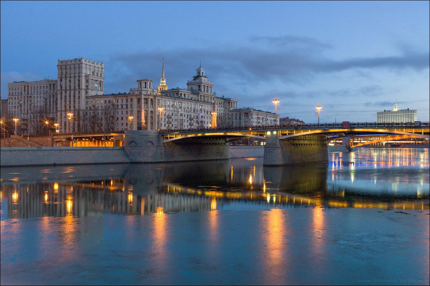 Бородинский, Город, Дома, Москва, Мост, Река, Утро, Юрий Дегтярёв