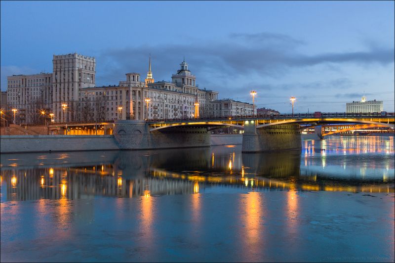Бородинский, Город, Дома, Москва, Мост, Река, Утро Россия. Москва. Бородинский мост. фото превью