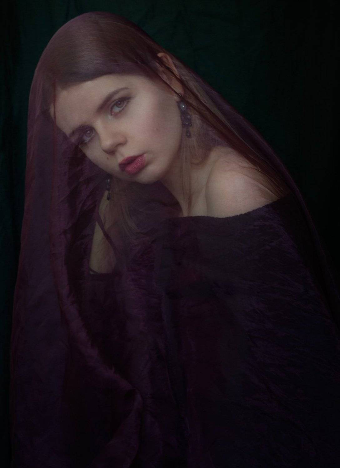 портрет, девушка, вуаль, фиолетовый, portrait, girl, veil, violet, beauty, Staroselets Anastasiia