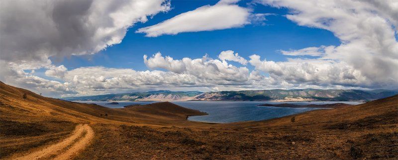 Байкал, Лето, Небо, Озеро, Ольхон, Остров, Панорама, Пейзаж, Природа, Сибирь * фото превью