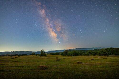 Milky Way over Hay Bales