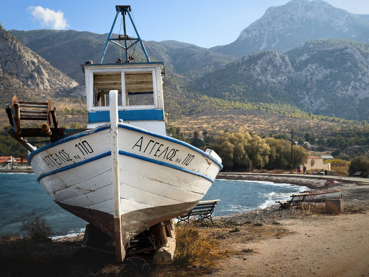 #Water #Mountain #Sky #Boat #Vehicle #Watercraft #Azure #Naval architecture #Plant #Landscape, Shpek Andrey