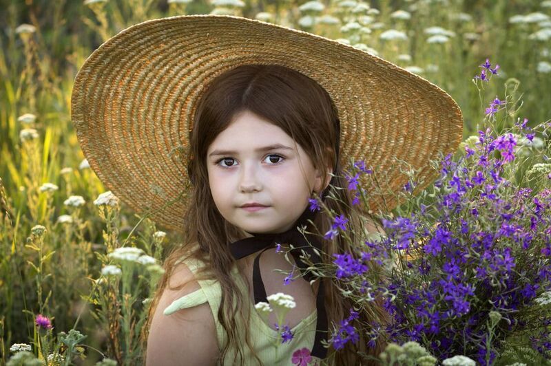портрет, девочка, шляпа, лето, цветы Валерия фото превью