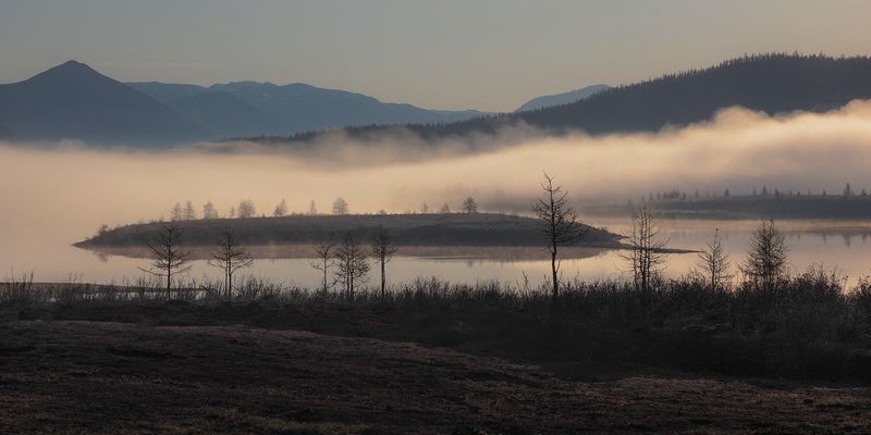 Утро на озере фото превью