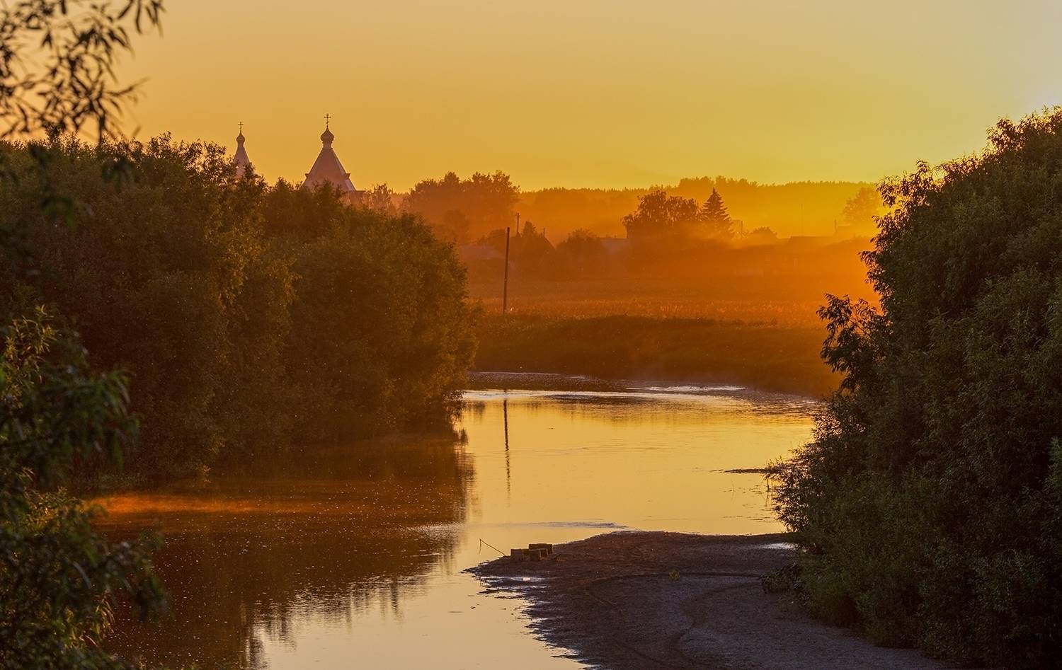 пежма, река, туман, церковь, Колтакова Наталия