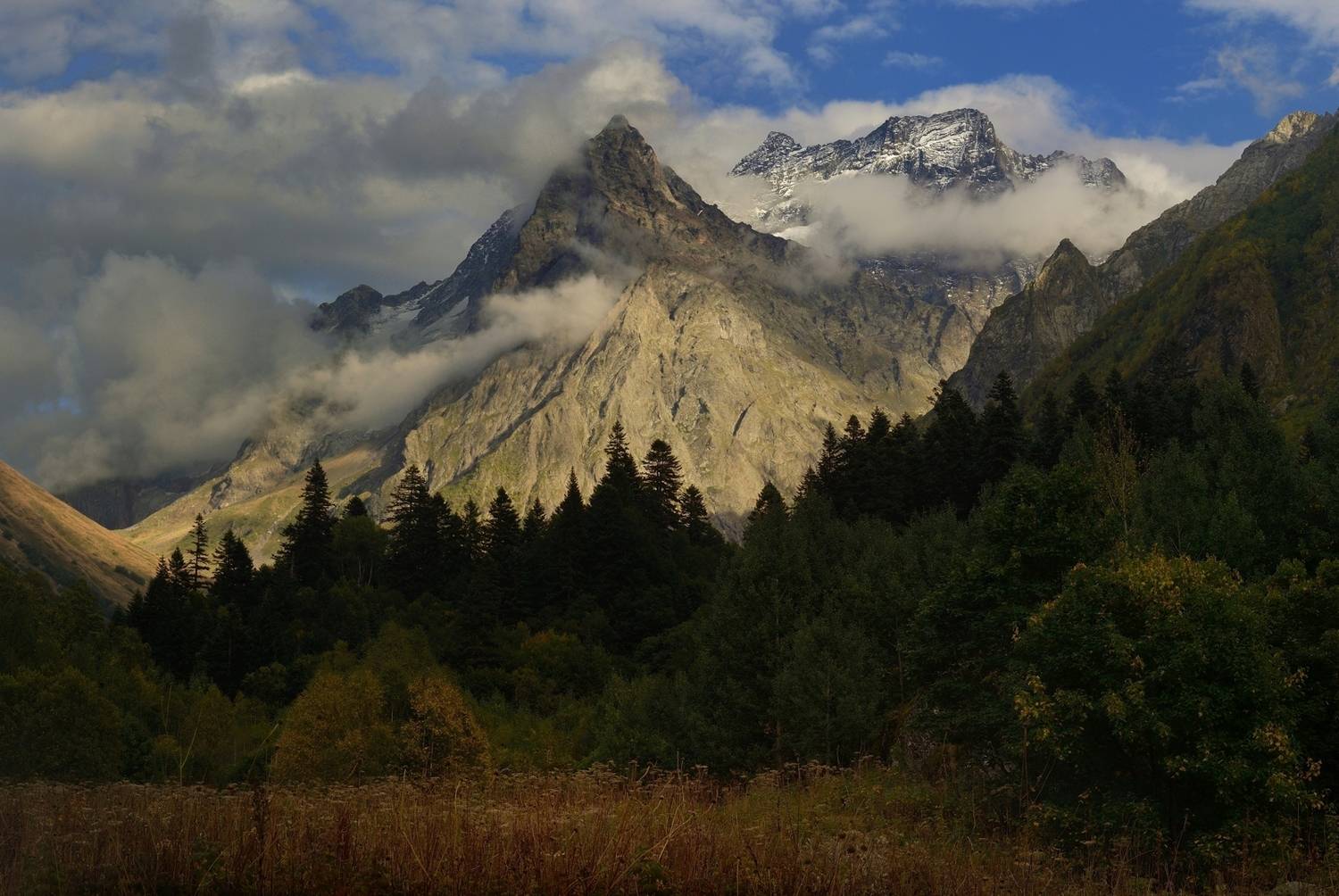 горы осень кавказ вечер домбай-ульген, Александр Жарников