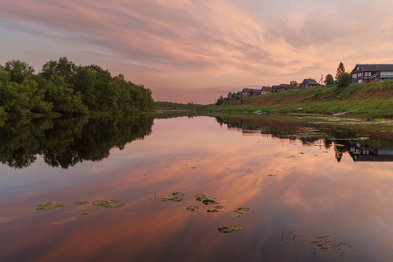 кимжа, река, рассвет, север, белые ночи Утро на реке фото превью