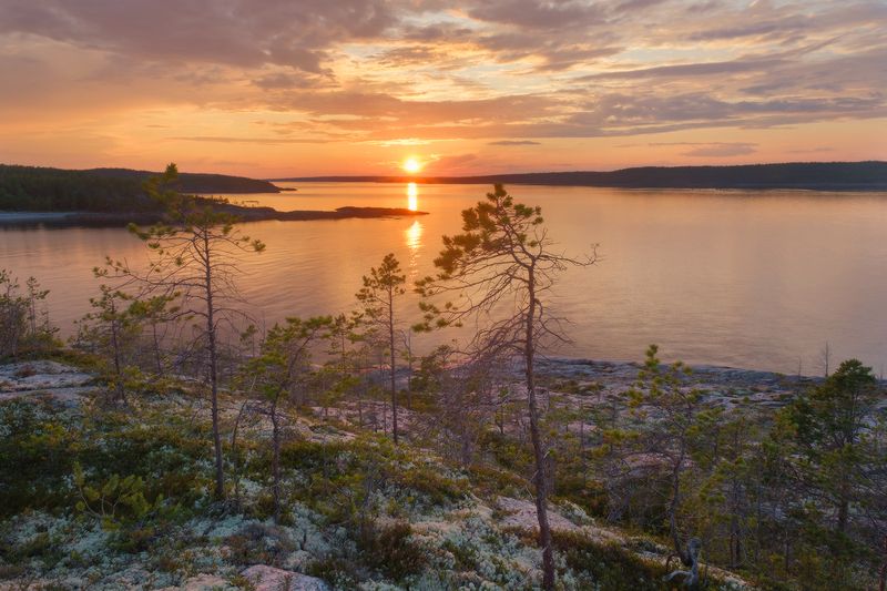Белое море беломорский закат фото превью