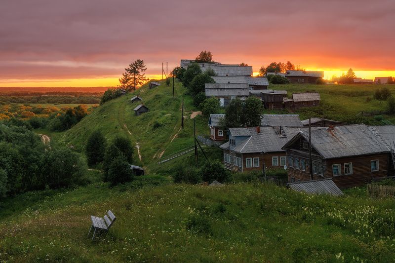 кулогоры, архангельская область, рассвет, пейзаж, север, белые ночи Кулогоры фото превью