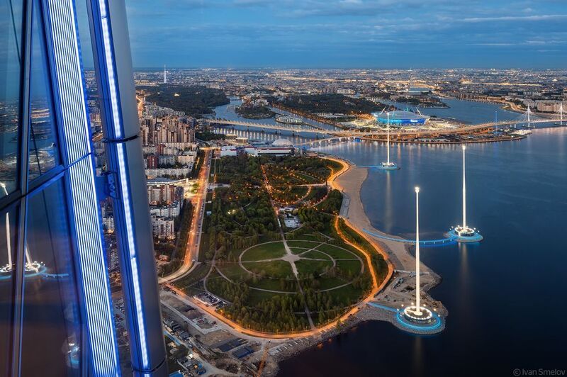 петербург, санкт-петербург, спб, архитектура, лахта, лахтацентр, лахта-центр Закат со смотровой площадки Лахта-центра фото превью