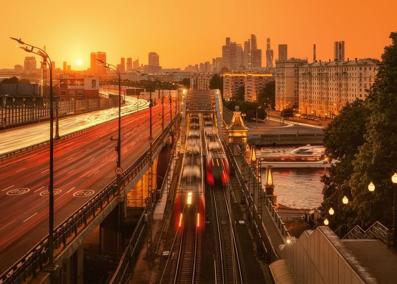 москва, городской пейзаж, мцк, москва сити, закат, moscow со смотровой РАН фото превью
