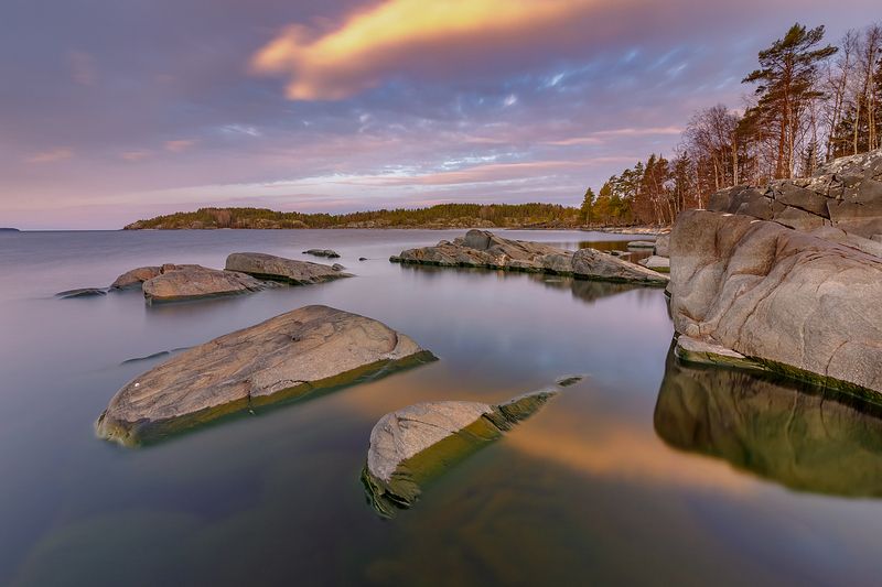 белые ночи, природа карелии, ладожские шхеры, карелия, ладога, северное приладожье, сортавала, питкяранта, русский север,северная природа, северный пейзаж, пейзажи карелии, фототуры по карелии, фототуры по ладоге, фототур на ладожские шхеры Разбросанные в облаках фото превью