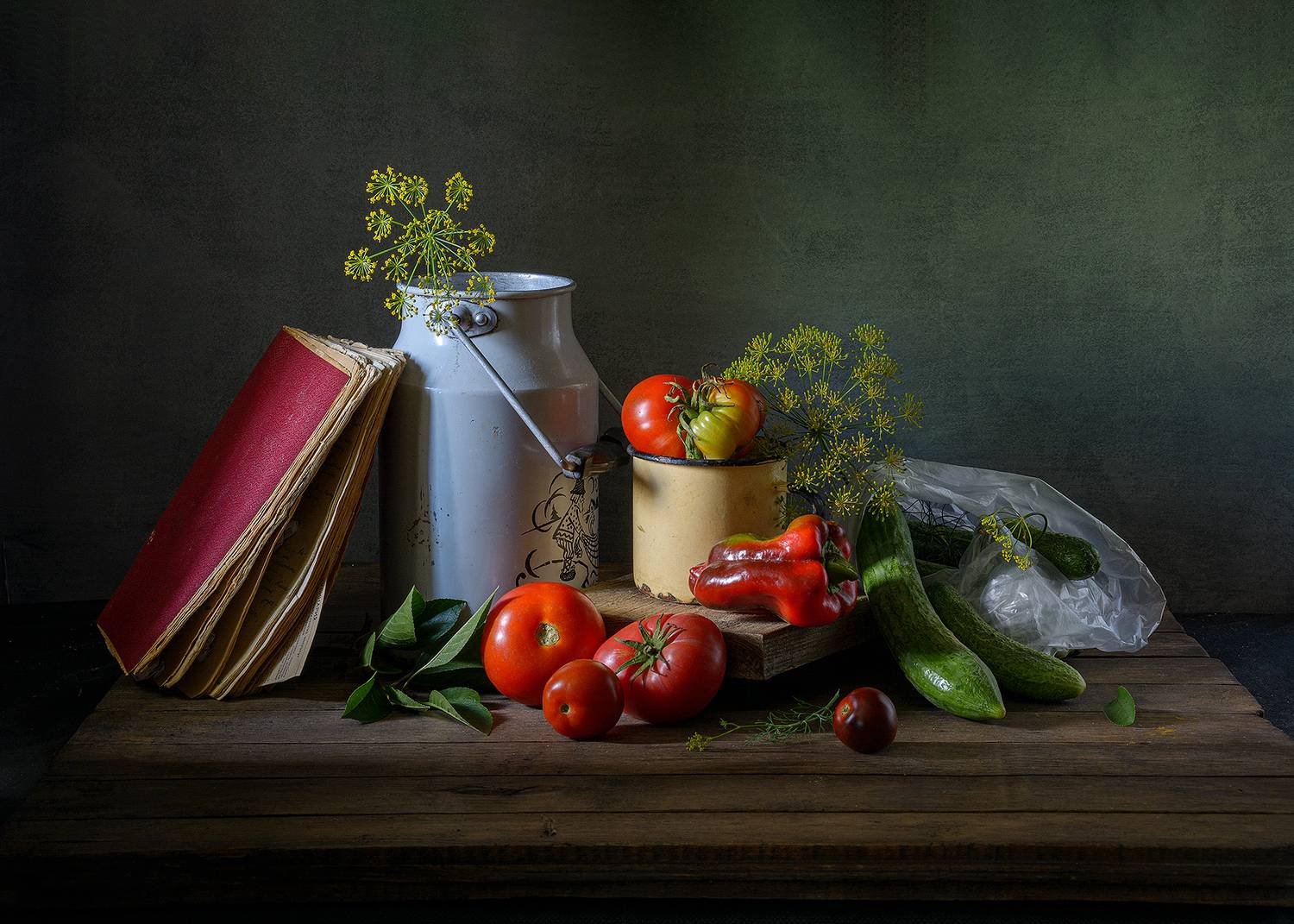 томаты, помидора, перец, укроп, листья, урожай, огурцы, красный, зеленый, Алексей Бычков