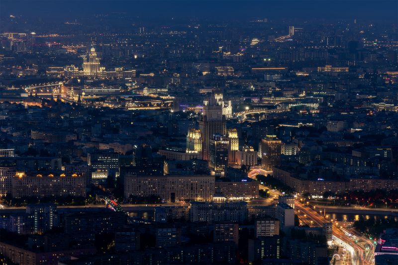 москва, вечер, москва-сити, moscow-city, город, небоскребы, высотки, огни, архитектура, ночь, сити, мид, дорогомилово, око, котельническая набережная Вечерняя Москва фото превью