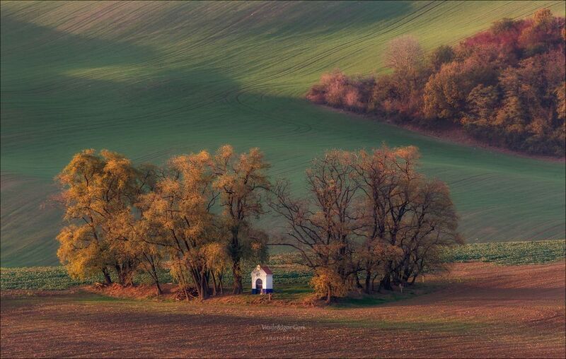 южная моравия,пейзаж,линии,south moravian,lines,свет,czech,осень,чехия,landscapes,часовня св.варвары КАПЛИЧКА фото превью