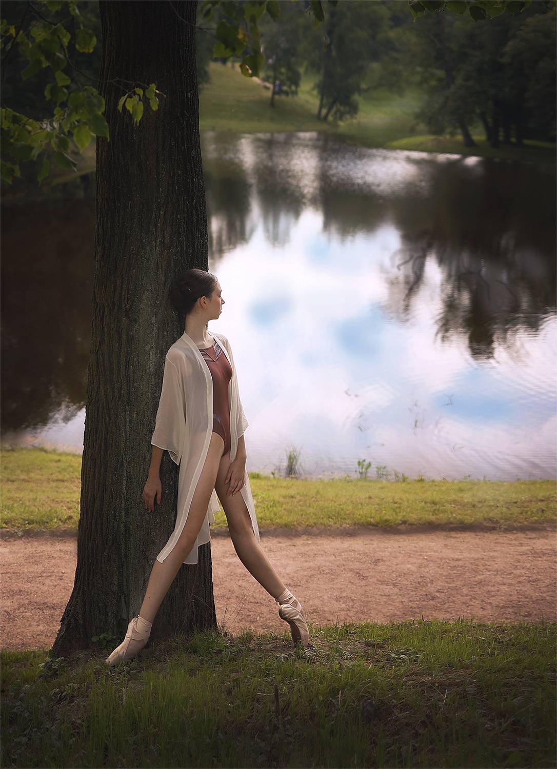 девушка, красивая, балерина, балет, фигура, природа, силуэт, пейзаж, фотография, Постонен Екатерина