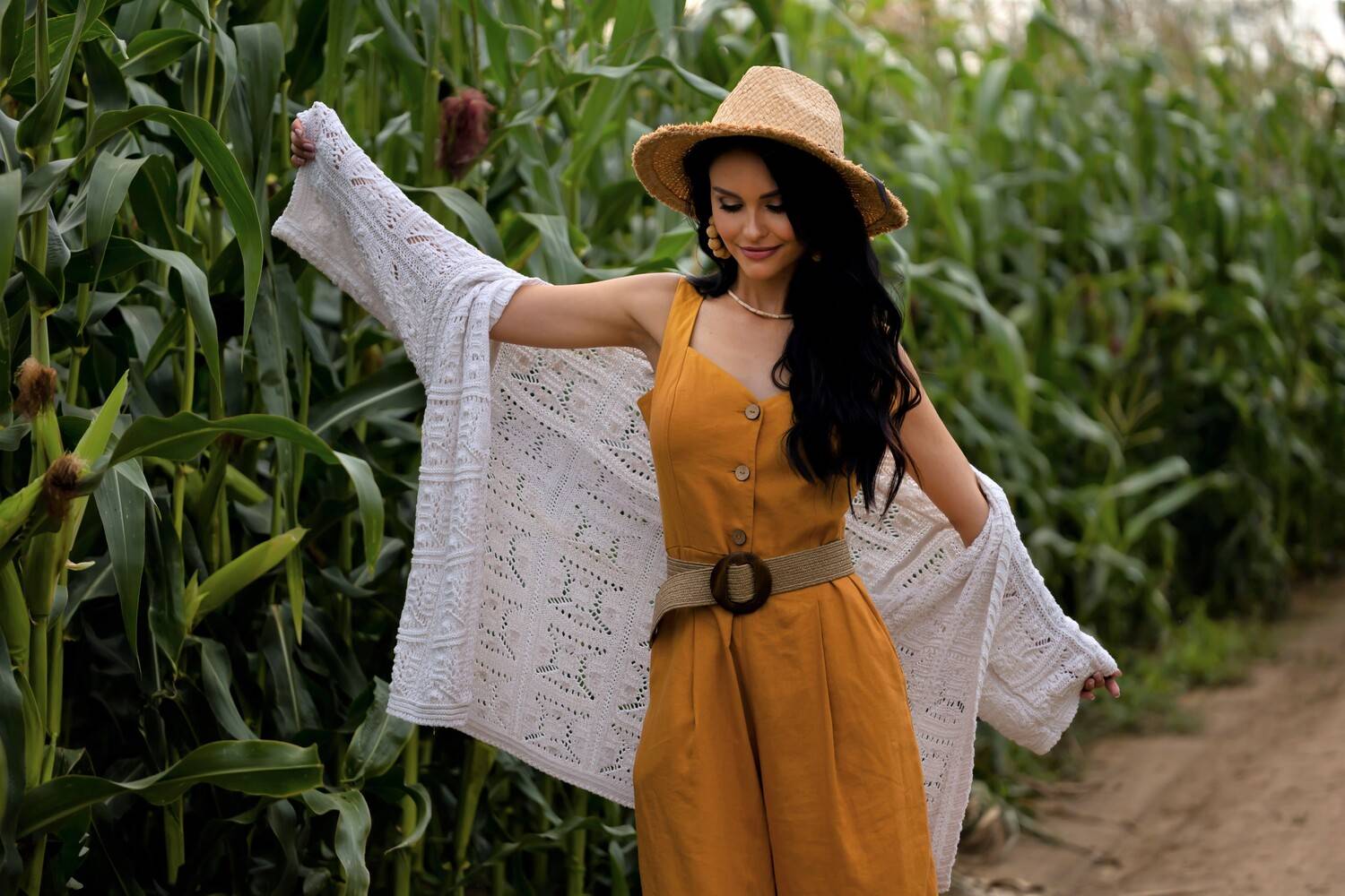 девушка, шляпа, сельский образ, кукурузное поле, Наталья Герцен