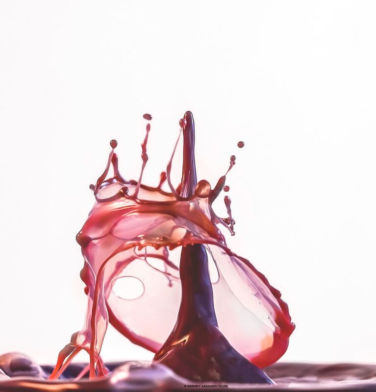 Drops macro red water liquid milk  Red drops  фото превью