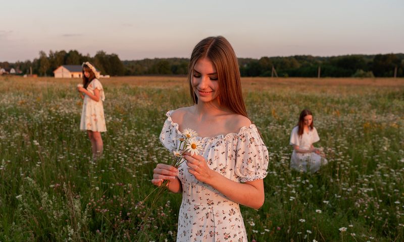 #portrait #girl #summer Ромашковый закат фото превью