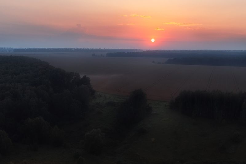 природа, пейзаж, закат, поля, летний закат После знойного дня фото превью